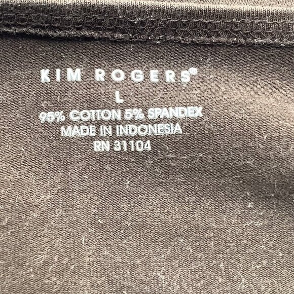 Kim Rogers Women's V-Neck Shirt Short Sleeve Size L Brown & White Cotton Blend - Picture 5 of 10